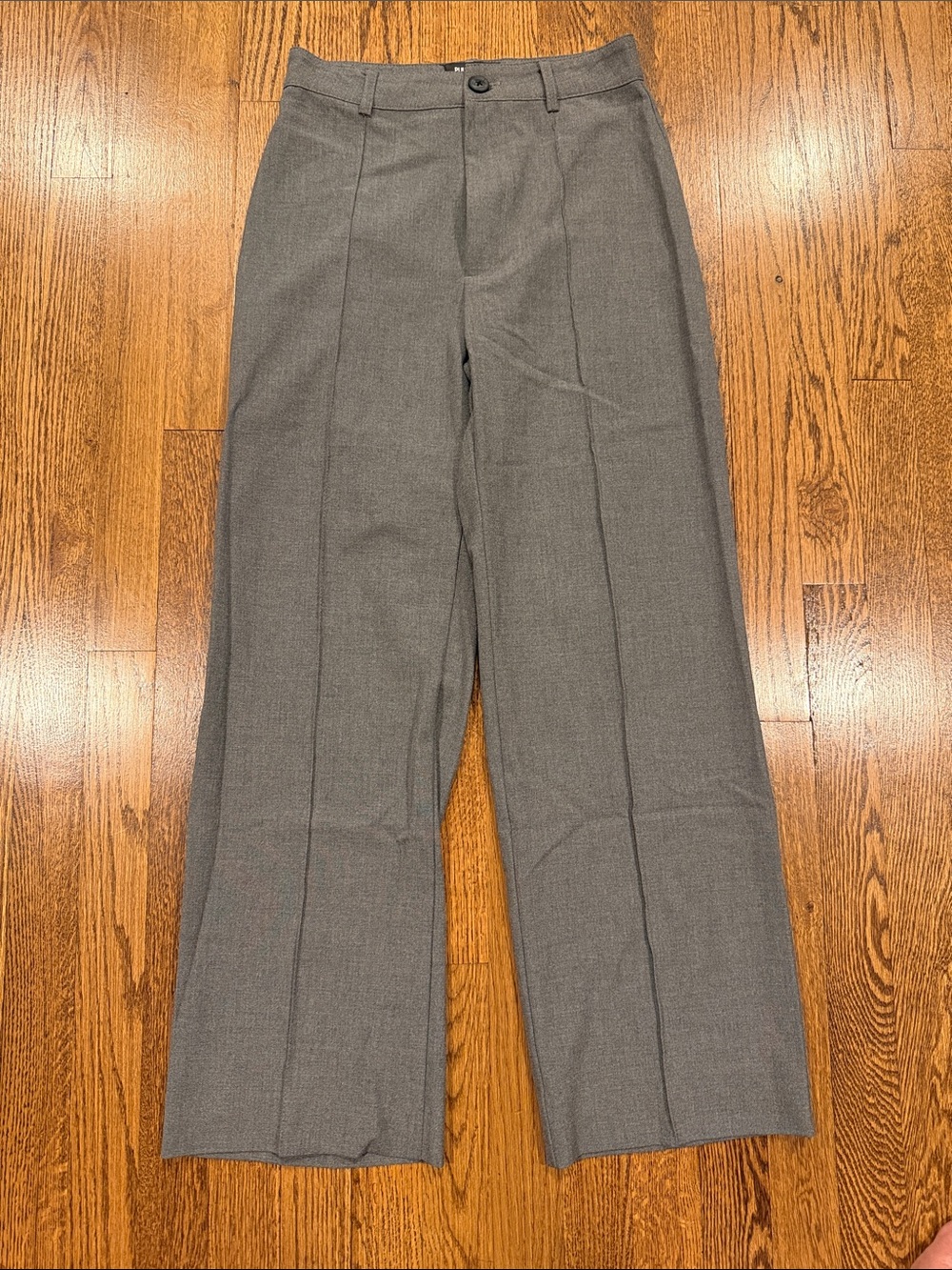 Pull & Bear Gray Dress Pants smart high waisted straight Pleated Trousers size M